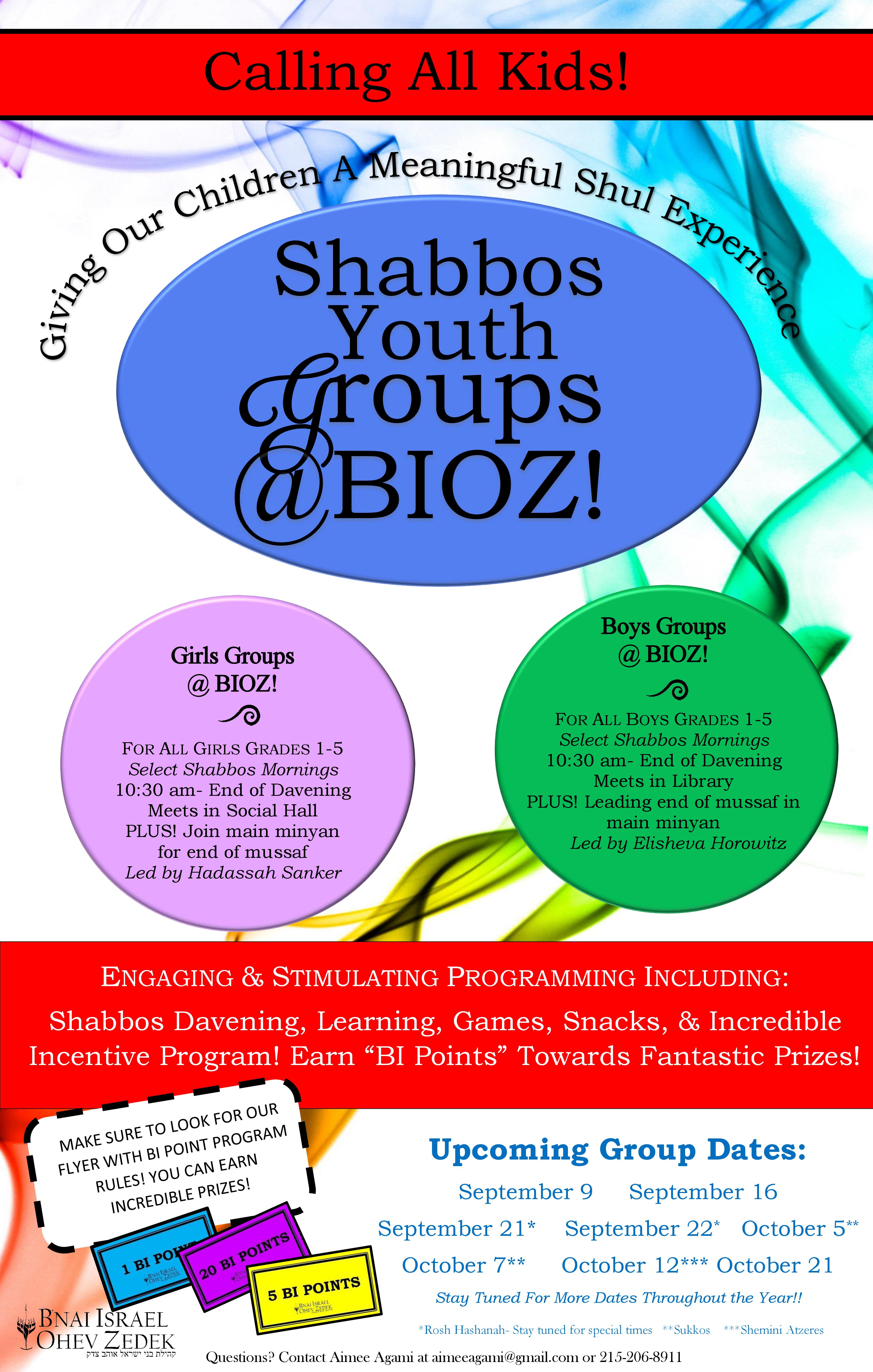 Shabbos Youth Groups @ BIOZ