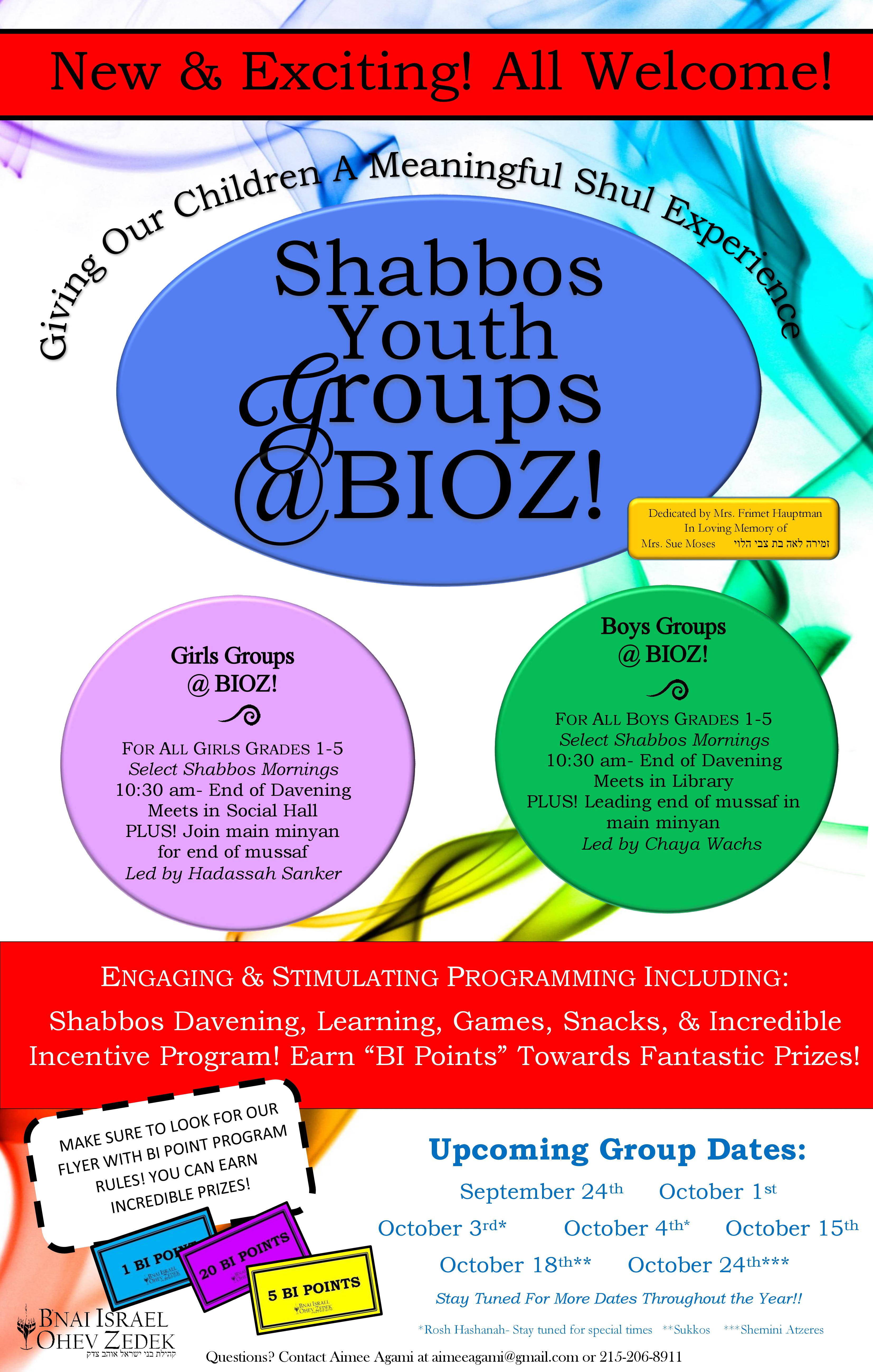 Shabbos Youth Groups!