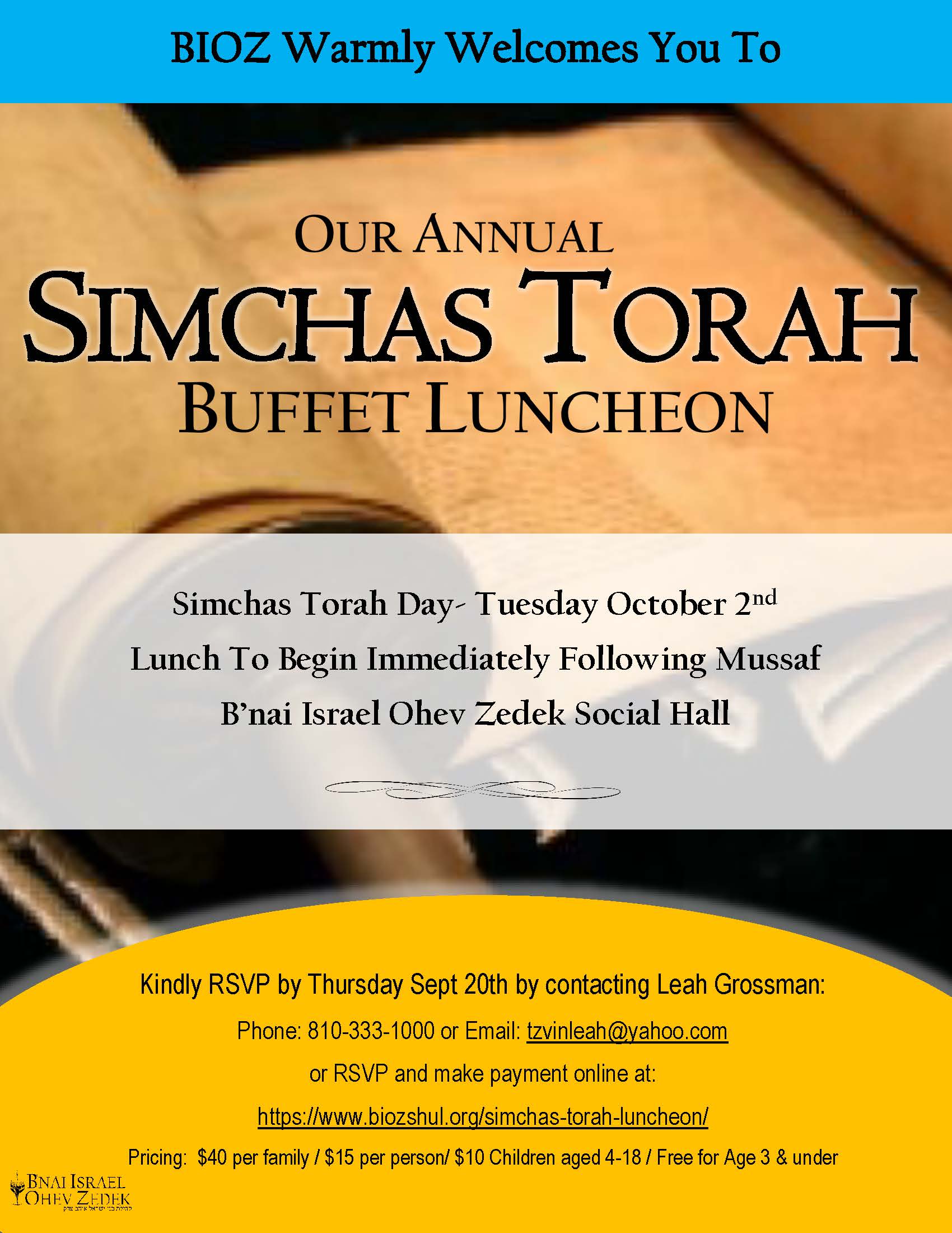 Annual Simchas Torah Luncheon