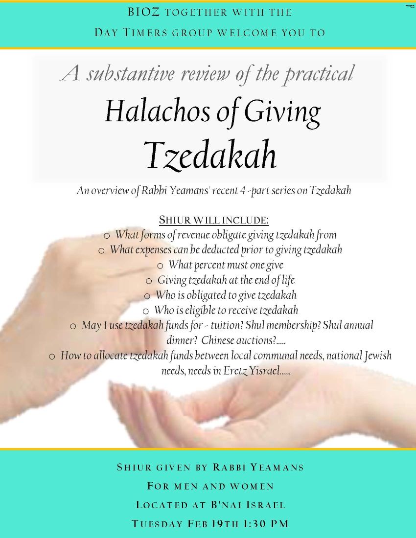 Halachos pf Giving Tzedakah