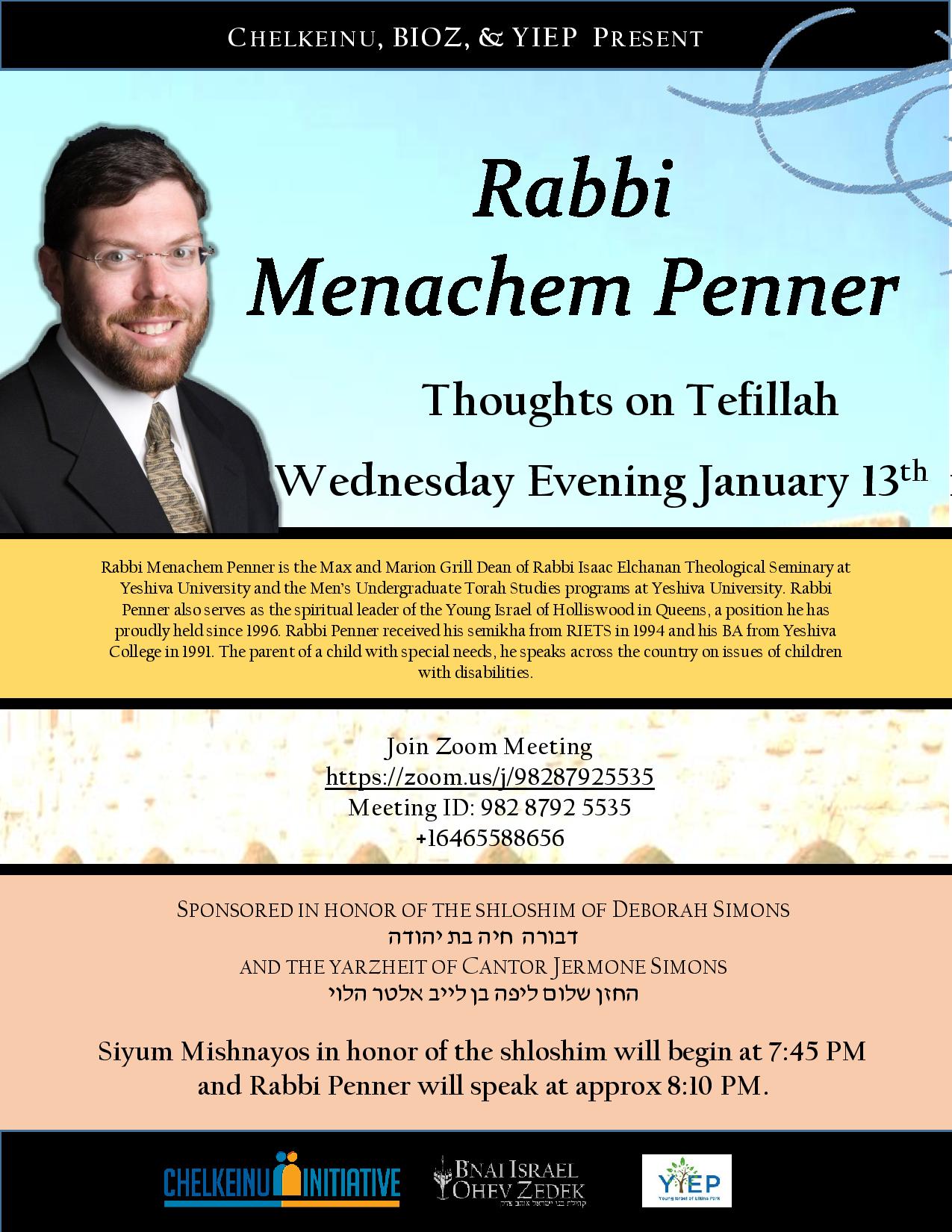 Shiur by Rabbi Penner